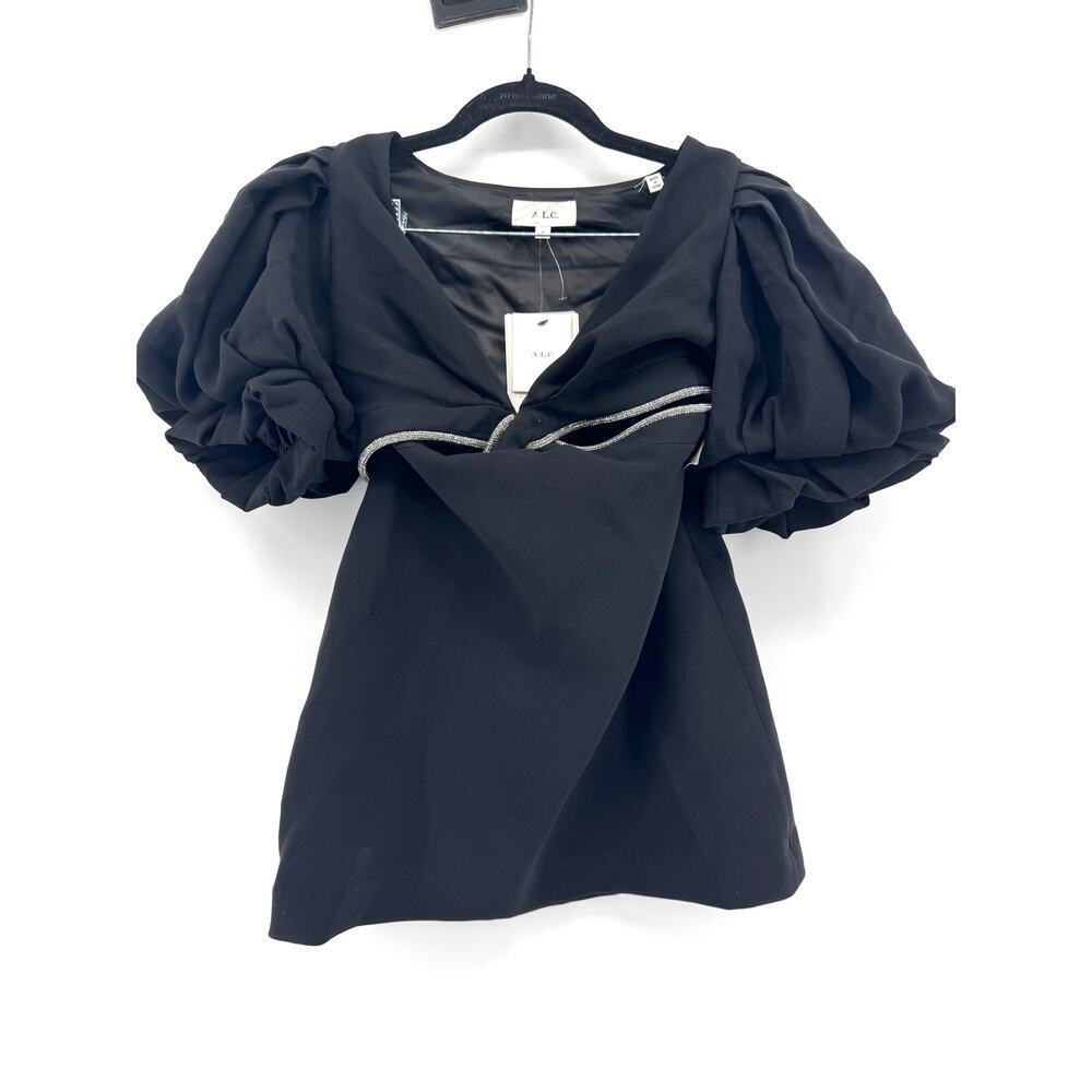 A.L.C. Hazel Mini Cut-Out Dress Size 0 NWT $595 Black Party Rhinestone Sexy - Picture 2 of 7